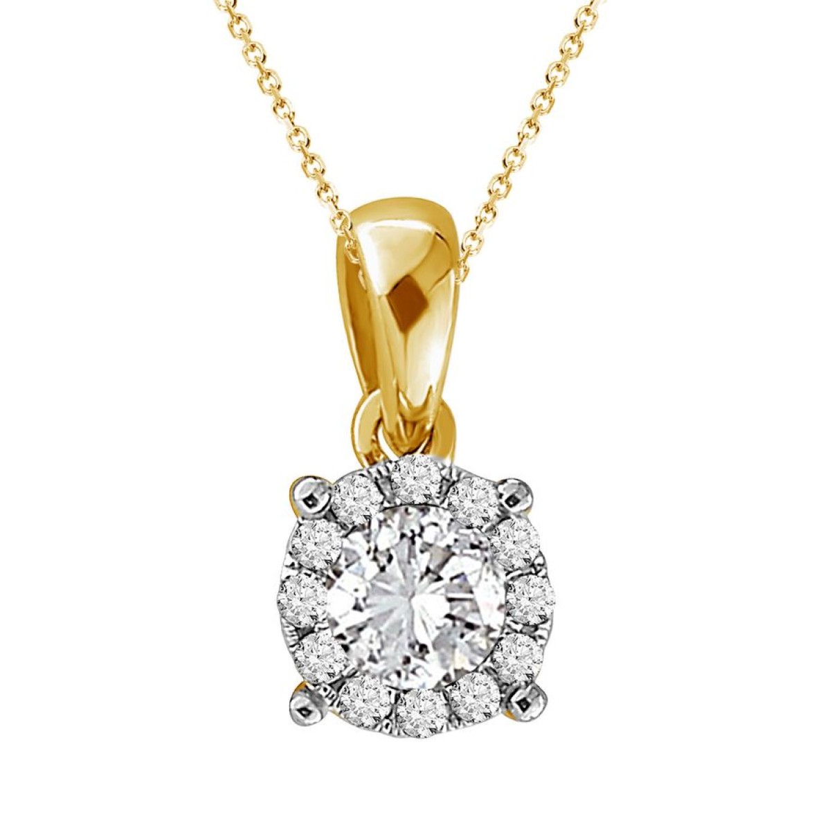 LADIES PENDANT 0.75CT (CENTER-0.40CT) ROUND DIAMOND 14K YELLOW GOLD