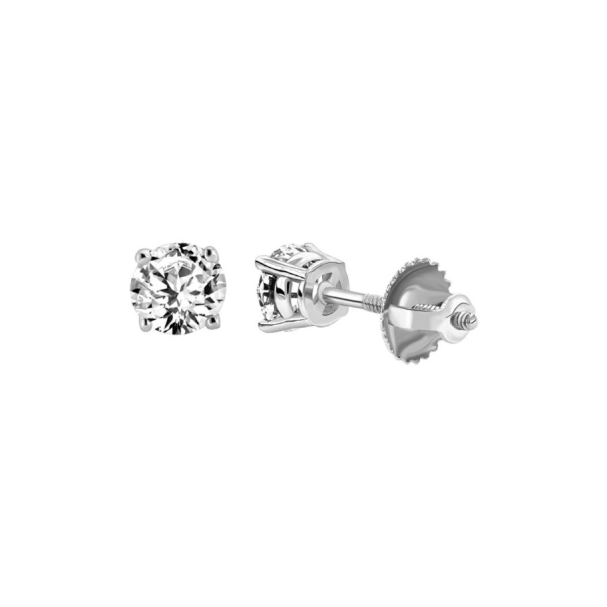 SOLITAIRE EARRINGS 0.15CT ROUND DIAMOND 14K WHITE GOLD