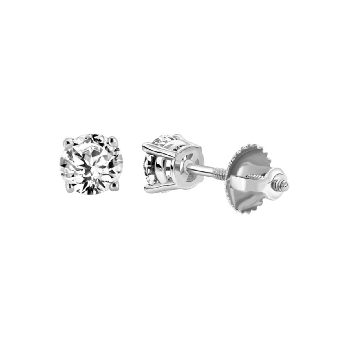 SOLITAIRE EARRINGS 0.50CT ROUND DIAMOND 14k WHITE GOLD