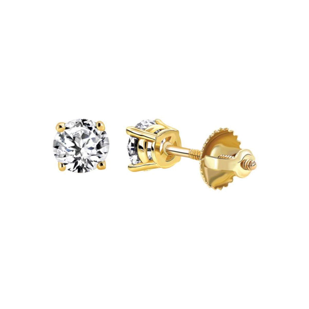 SOLITAIRE EARRINGS 0.50CT ROUND DIAMOND 14k YELLOW GOLD