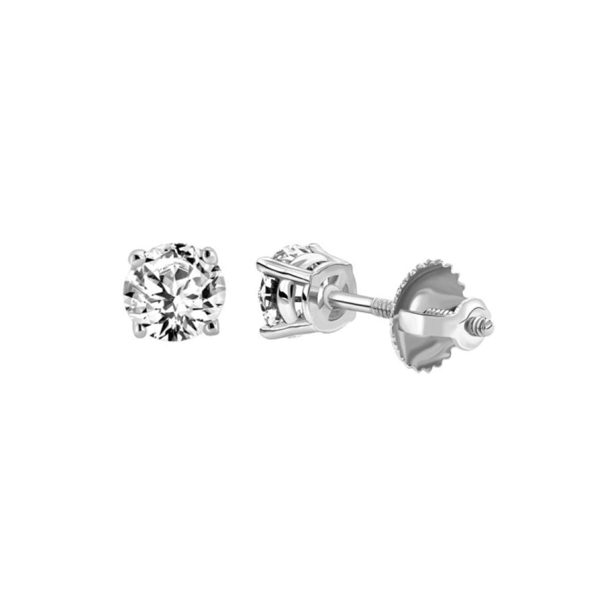 SOLITAIRE EARRINGS 0.25CT ROUND DIAMOND 14k WHITE GOLD