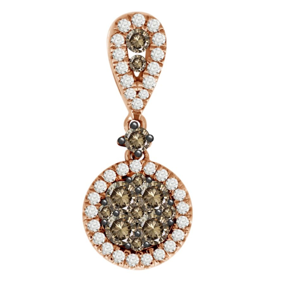 LADIES PENDANT WITH CHAIN 0.55CT ROUND/DB DIAMOND 14K ROSE GOLD