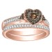LADIES RING 0.55CT ROUND DARK BROWN DIAMOND 14K ROSE GOLD