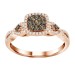 LADIES RING 0.50CT ROUND DARK BROWN DIAMOND 14K ROSE GOLD