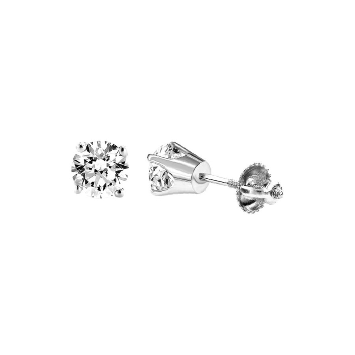 SOLITAIRE EARRINGS 0.50CT ROUND DIAMOND 14K WHITE GOLD