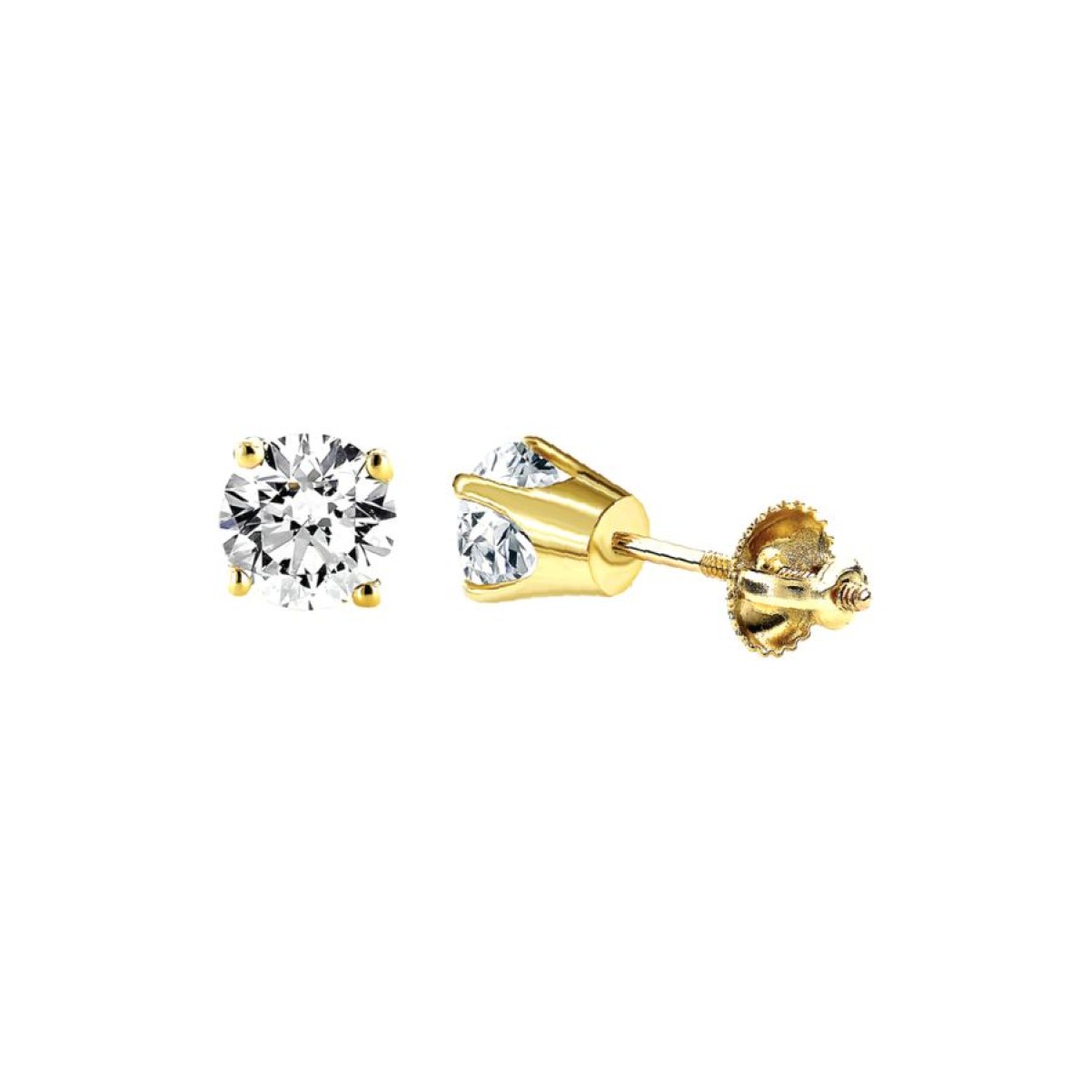 SOLITAIRE EARRINGS 0.50CT ROUND DIAMOND 14K YELLOW GOLD
