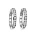 LADIES HOOP EARRINGS 1.00CT ROUND DIAMOND 10K WHITE GOLD