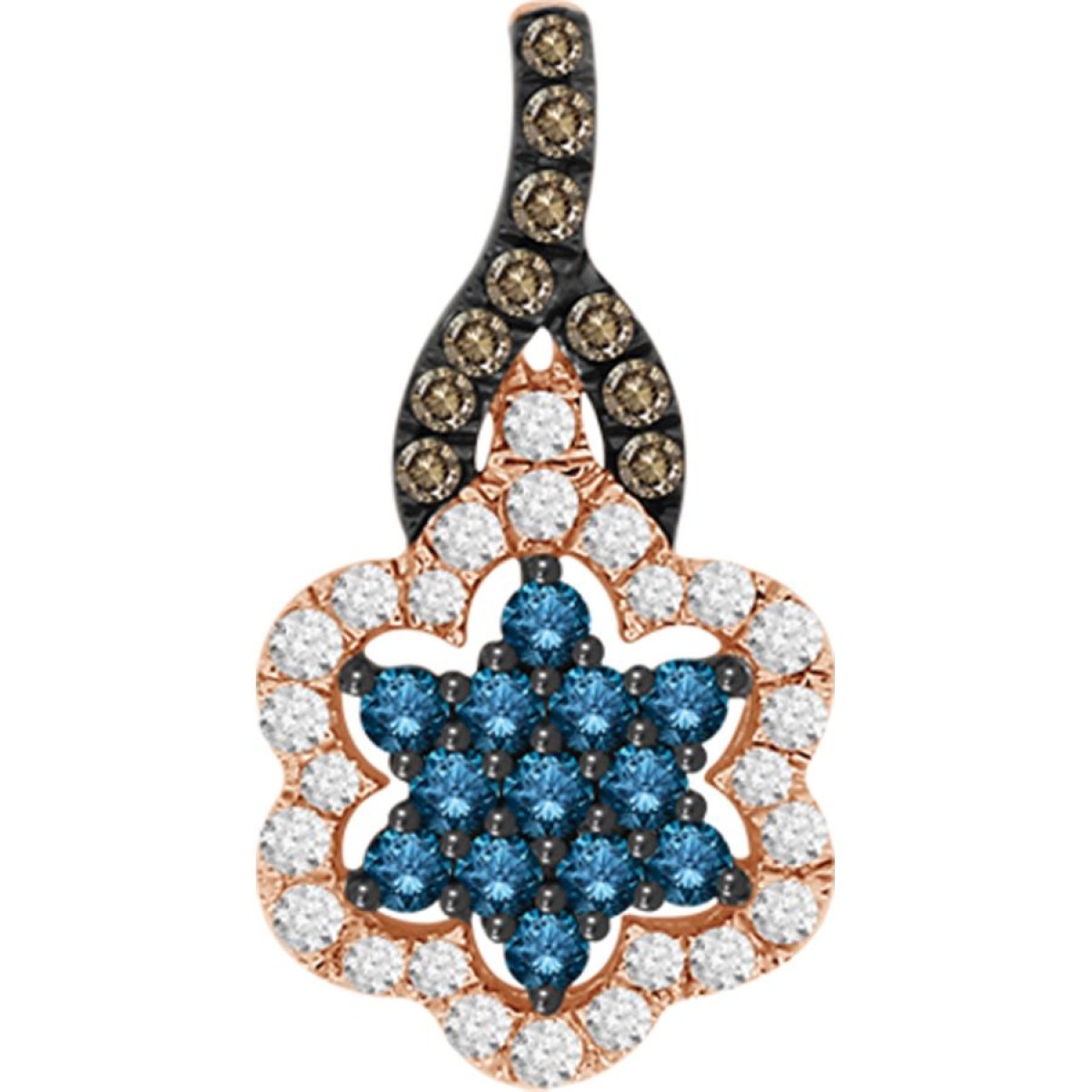 LADIES PENDANT 0.50CT ROUND/DB DIAMOND 10K ROSE GOLD
