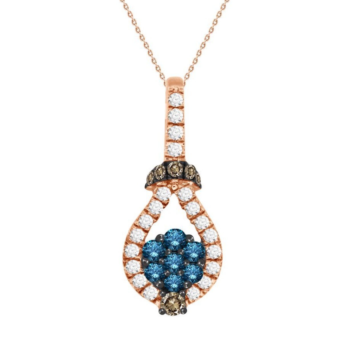 LADIES PENDANT 0.50CT ROUND/DB DIAMOND 10K ROSE GOLD