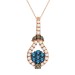 LADIES PENDANT 0.50CT ROUND DARK BROWN/BLUE DIAMOND 10K ROSE GOLD