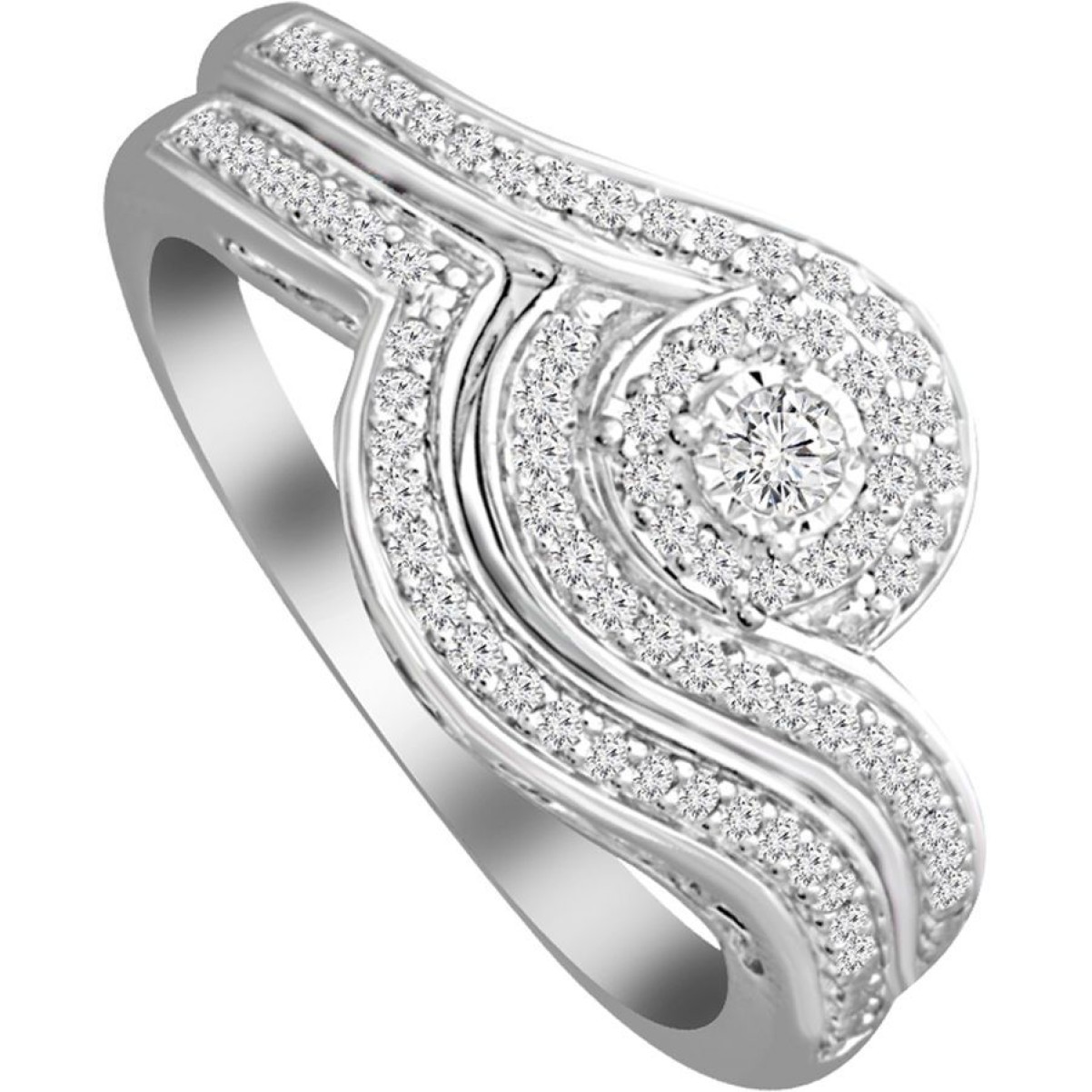 BRIDAL RING SET 0.33CT ROUND DIAMOND 10K WHITE GOLD