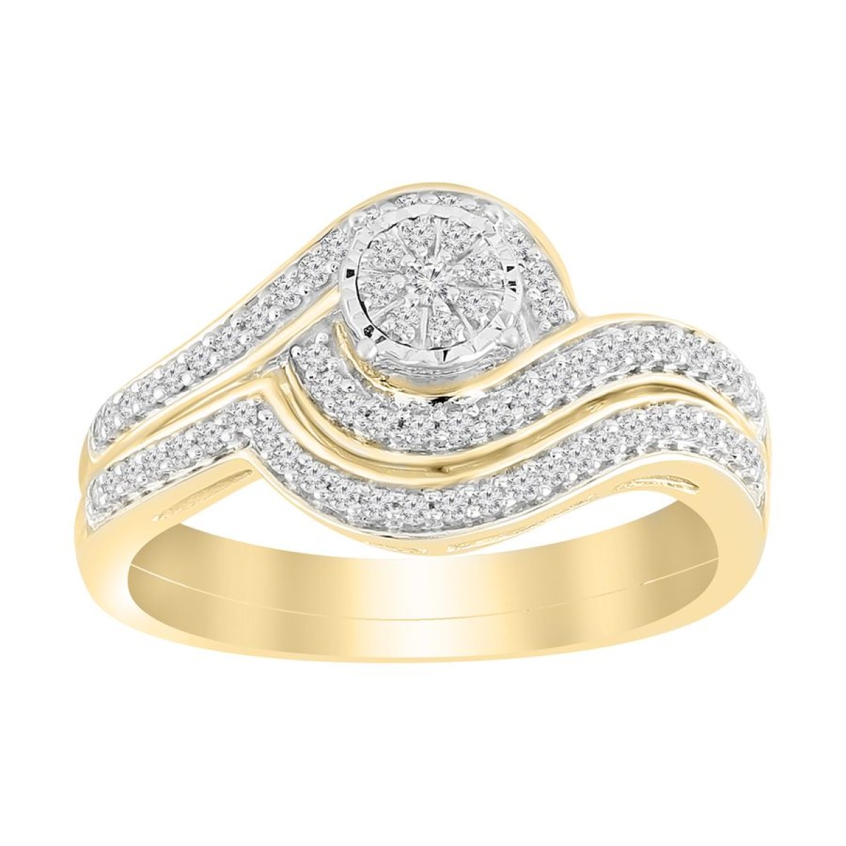 BRIDAL RING SET 0.33CT ROUND DIAMOND 10K YELLOW GOLD