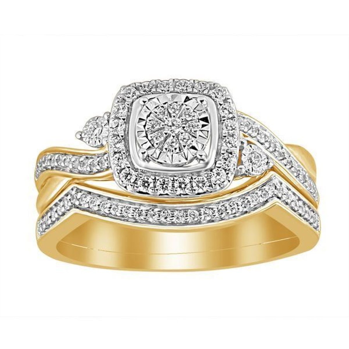 BRIDAL RING SET 0.33CT ROUND DIAMOND 10K YELLOW GOLD