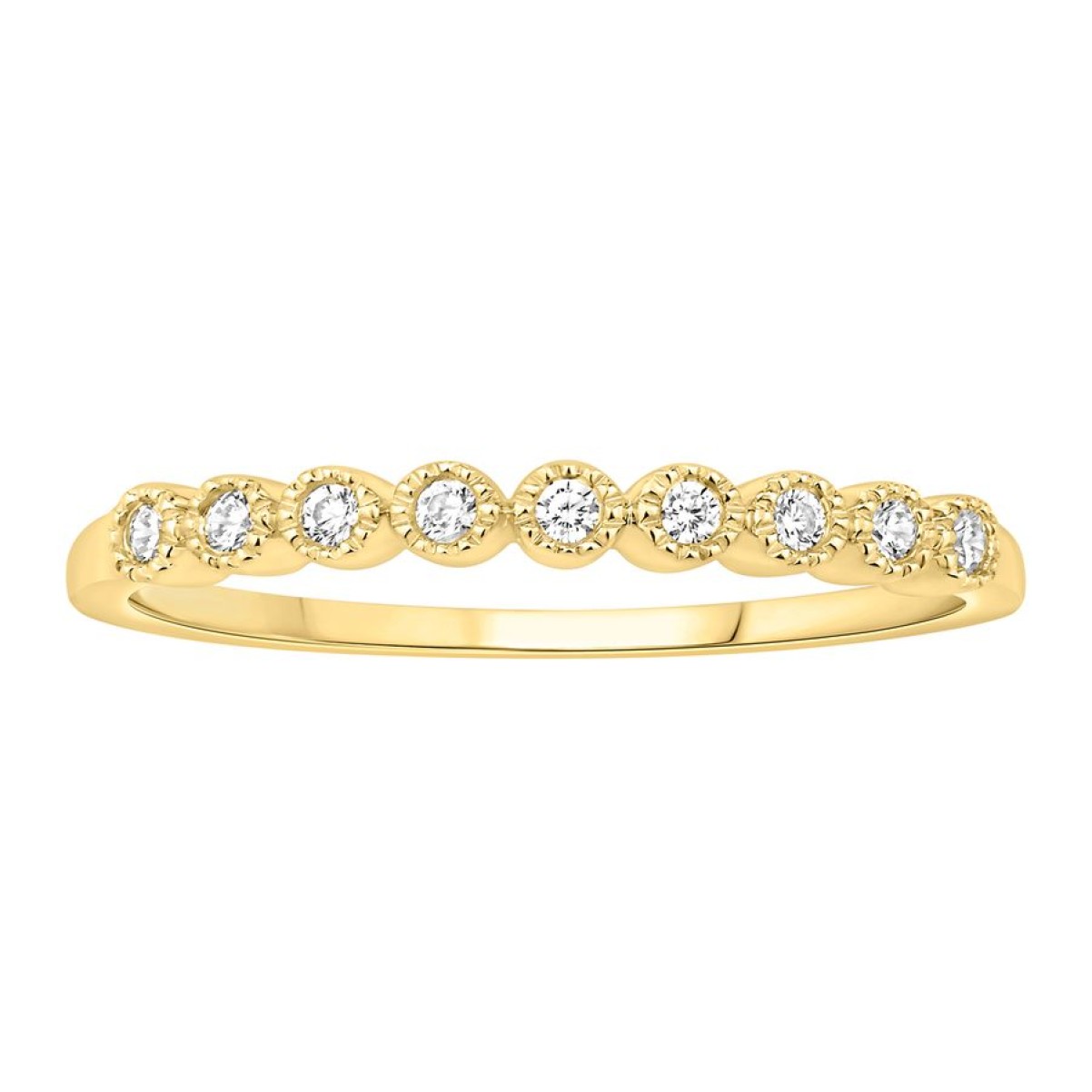 LADIES STACKABLE BAND 0.11CT ROUND DIAMOND 14K YELLOW GOLD