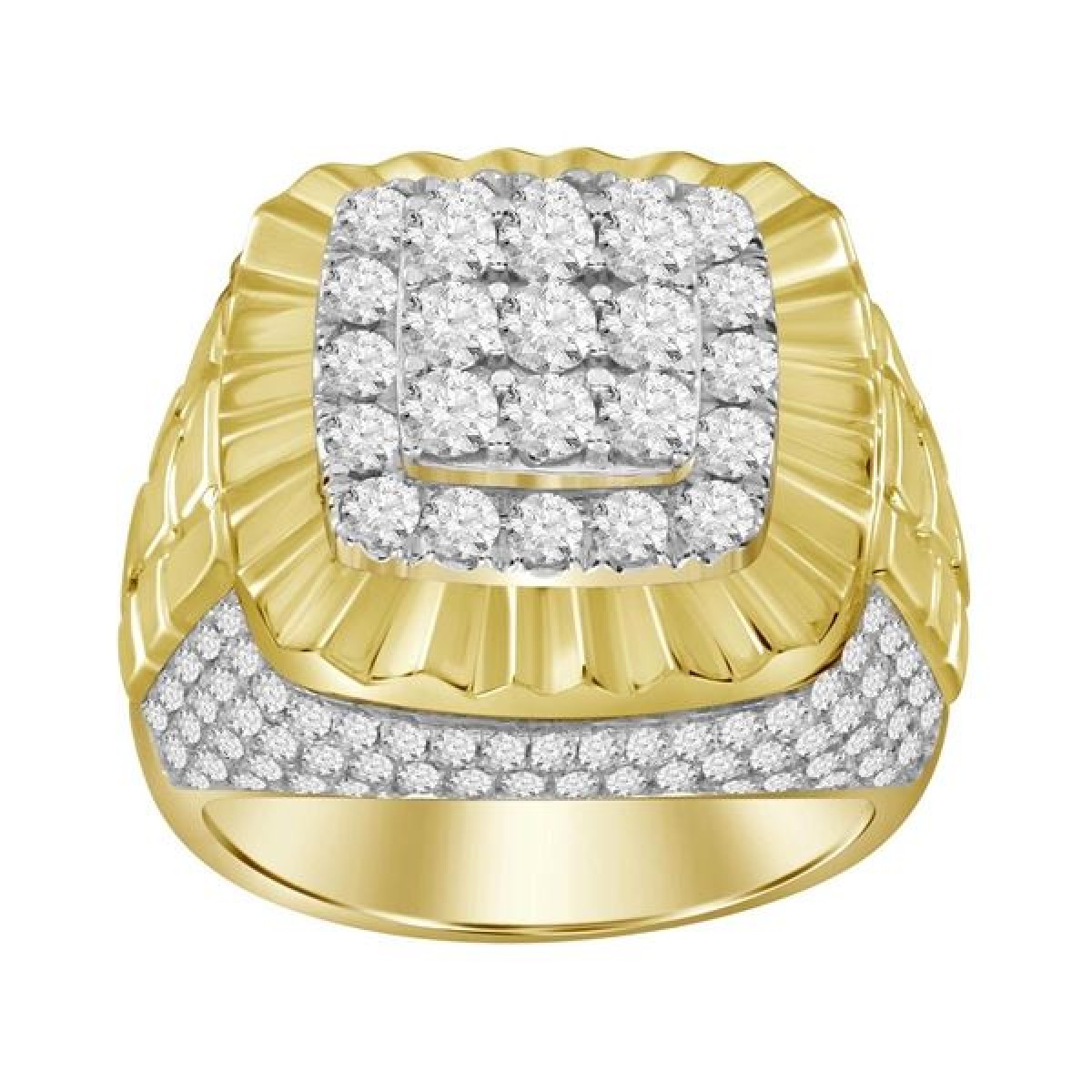 MEN'S RING 2.50CT ROUND/BAGUETTE DIAMOND 10K YELLOW GOLD MEN'S RING 2.50CT ROUND/BAGUETTE DIAMOND 10K YELLOW GOLD